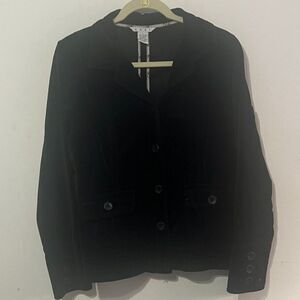 CAbi Vintage Black Velvet Blazer Jacket Style 649 Women’s Large Cotton Y2K